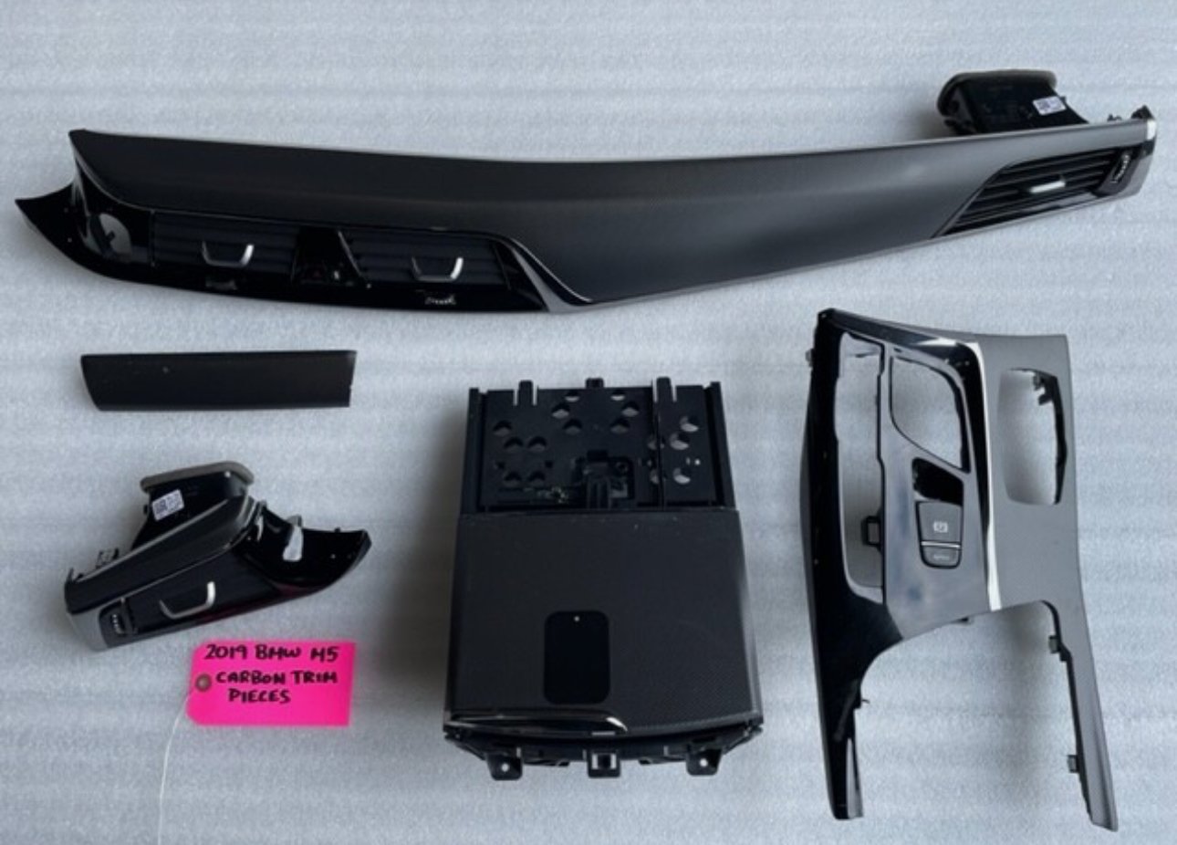 BMW F90 M5 G30 OEM INTERIOR CARBON FIBER TRIM CONSOLE DASH 5 PCS