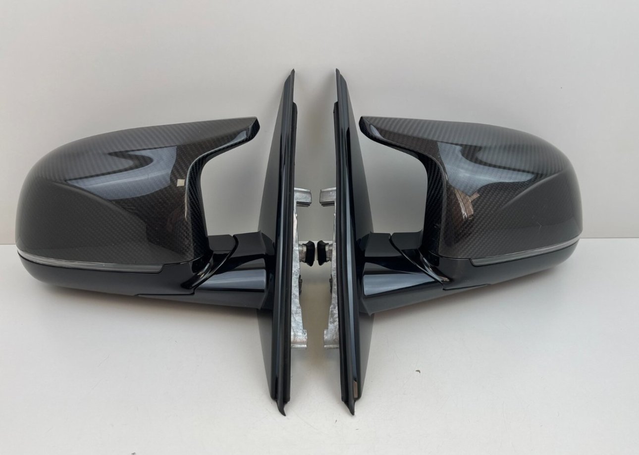 BMW X5m F95 G05 CARBON OEM WING MIRRORS SET PAIR CAMERA BLIND ASSIST 9 PINS RHD