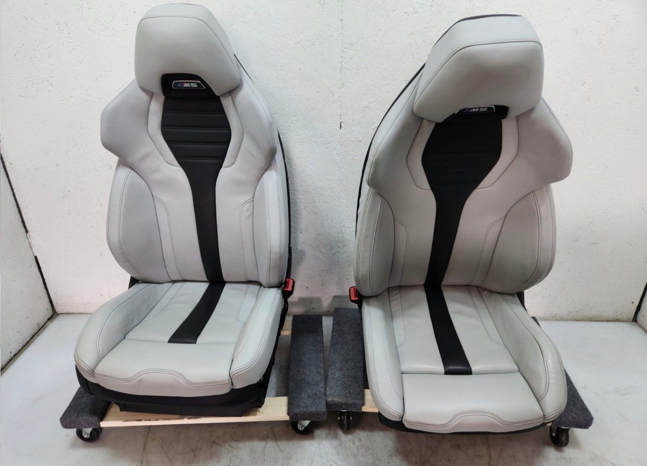 18-23 OEM BMW F90 M5 Sedan Front Left Right Seats Leather Merino Silver SET * - Image 7