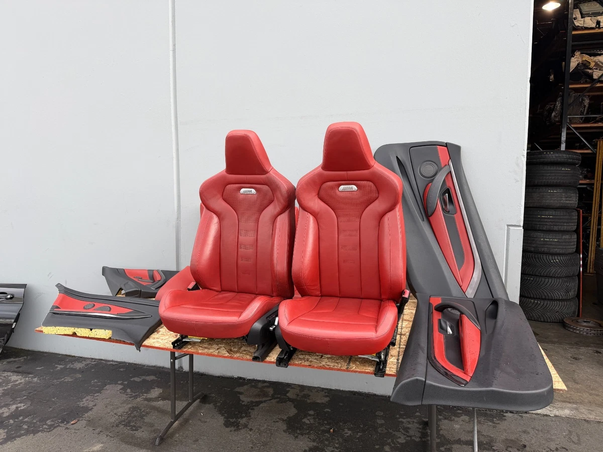 FRONT REAR SEAT SEATS RED LEATHER DOOR PANEL INTERIOR BMW F82 M4 (2015-2020) OEM - Image 4