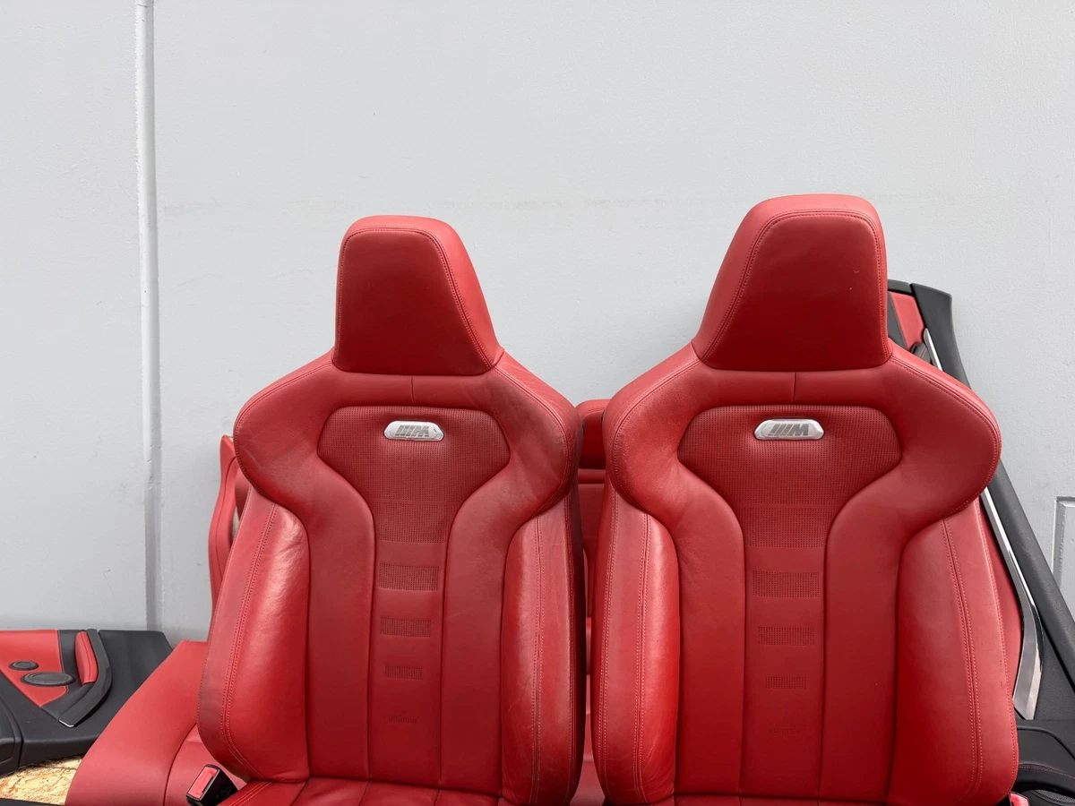 FRONT REAR SEAT SEATS RED LEATHER DOOR PANEL INTERIOR BMW F82 M4 (2015-2020) OEM - Image 3
