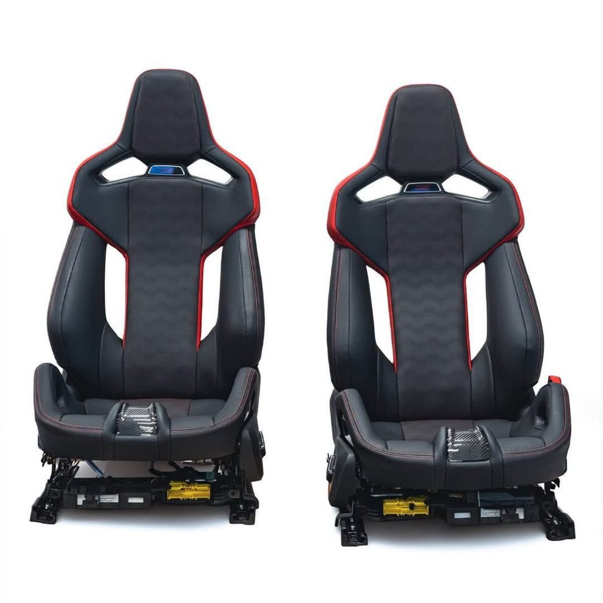 OEM BMW M CS Carbon Buckets Seats  2024 BMW M3 G80 / M4 G82 CS Black Merino w/ Fiona Red Leather   Full OEM Carbon Fiber Bucket Seat Set